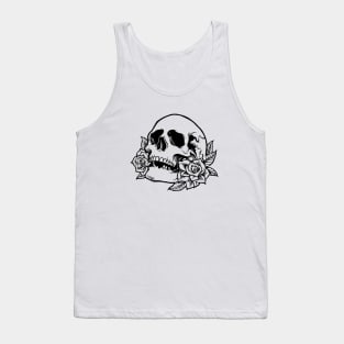 Drawn Skull with Roses Tank Top